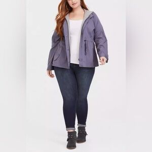 Torrid Gray Twill Jersey Sleeve Anorak